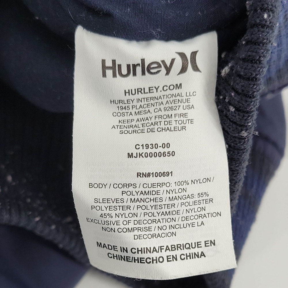 Hurley Men's Size Medium Blue Hooded Button Up Long Sleeve Jacket with Pockets - Picture 4 of 9